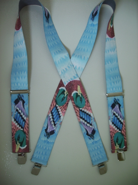 WILDLIFE MALLARD DUCK 1 1/2"X48" Suspenders with 4 strong 1"x 1" Stainless Steel Grips and 2 Secure Stainless Steel Length Adjusters in the front. Entirely Stretchable Hand Washable and Hang to Dry Cotton/Polyester Material. UB220N48WLDK